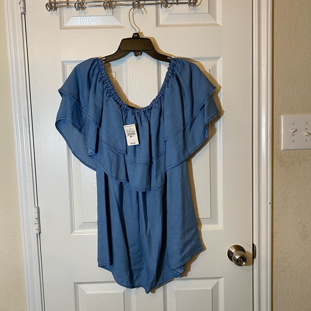 ASHLEY STEWART Denim Blouse